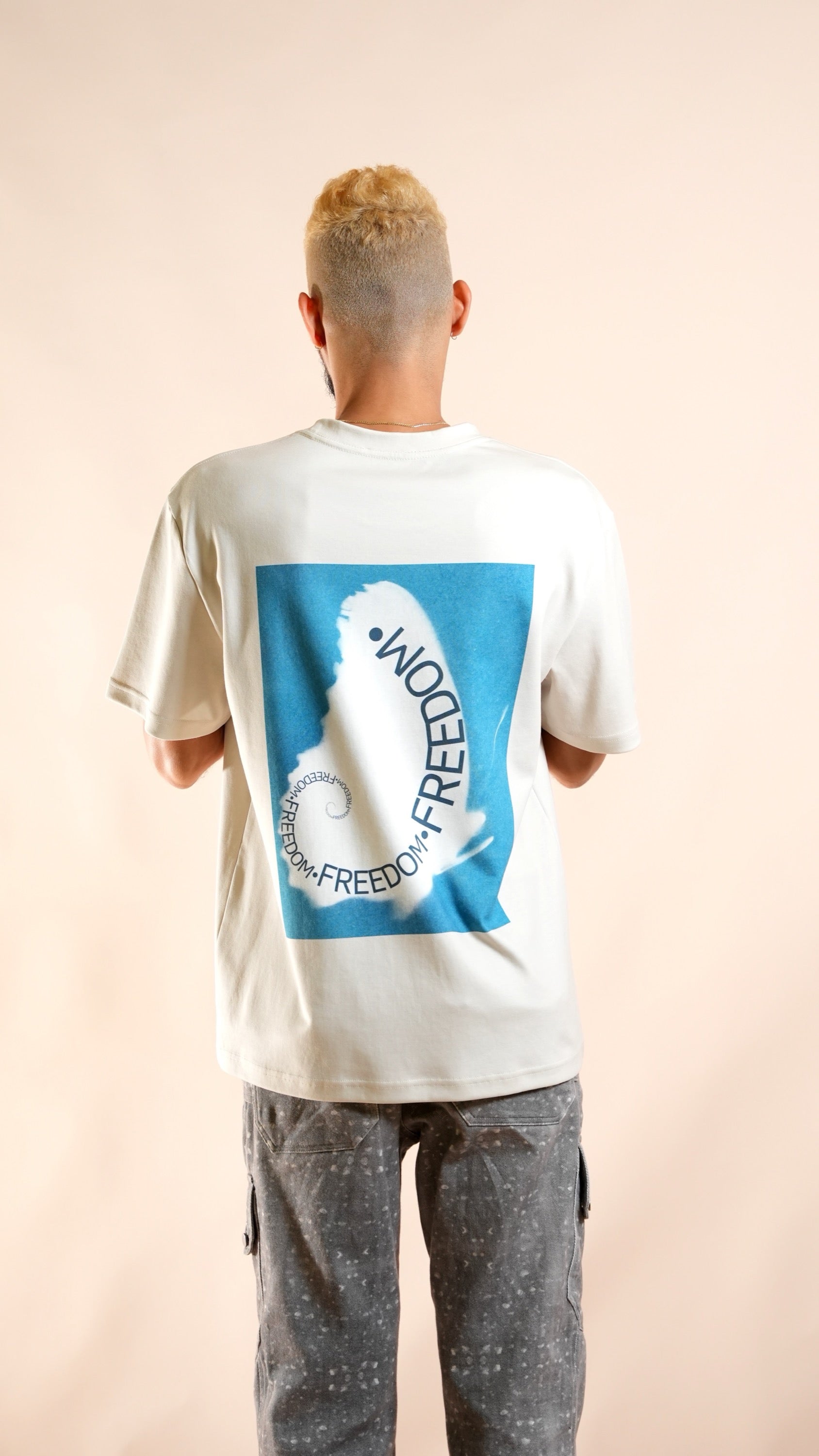 Fibonacci Tee in Sand/Blue