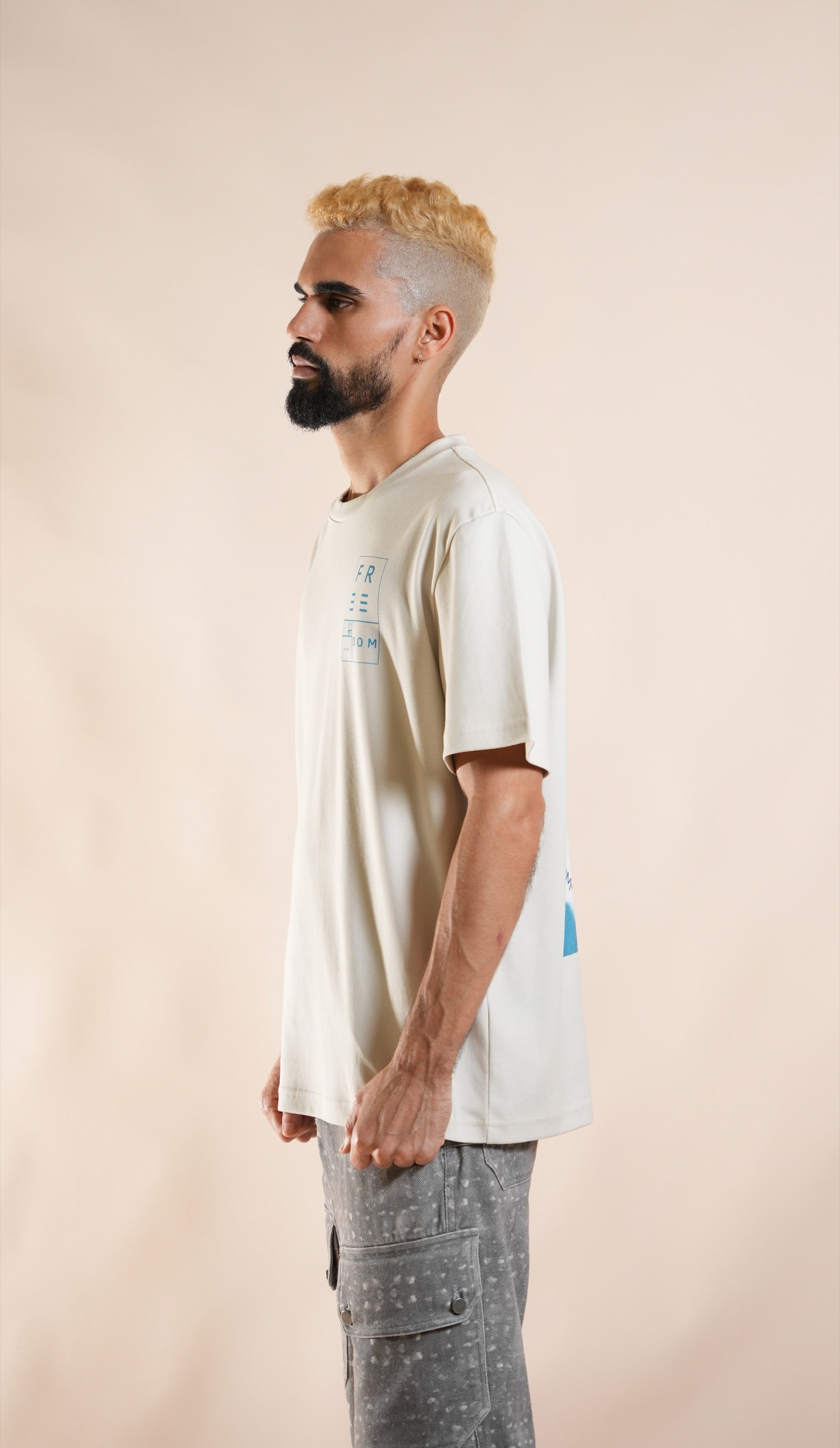 Fibonacci Tee in Sand/Blue