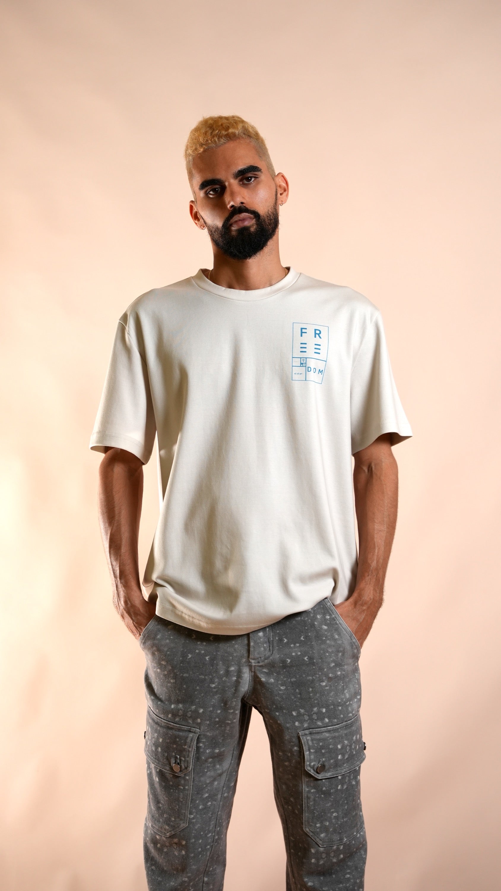 Fibonacci Tee in Sand/Blue